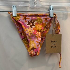 Stone Fox Swim Floral Bikini Bottom - Pink and Orange
